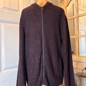 Commerce Dark Purple Men's Zip Up Preppy Sweater w/ Pockets- Size Large